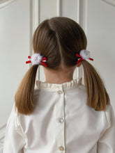 Загрузите изображение в программу просмотра галереи,Baby Velvet Embellished Pom Pigtail Bow Set - Red
