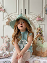 Load image into Gallery viewer, Rachael Tulle Ribbon Bow Straw Sun Hat - Duck Egg
