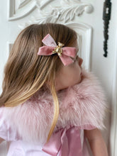 Load image into Gallery viewer, Anastasia Teddy Bear Velvet Hair Bow Clip
