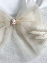 Load image into Gallery viewer, Anaïs Cameo Ivory Tulle Bow - Hair Clip / Bag Bow
